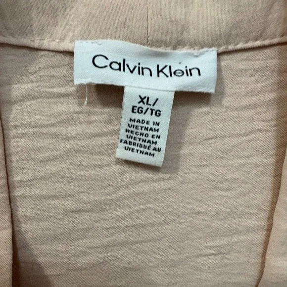 Calvin Klein Women Crinkle Knit Cardigan Duster Shawl Collar Open Front Pink XL - Picture 2 of 12